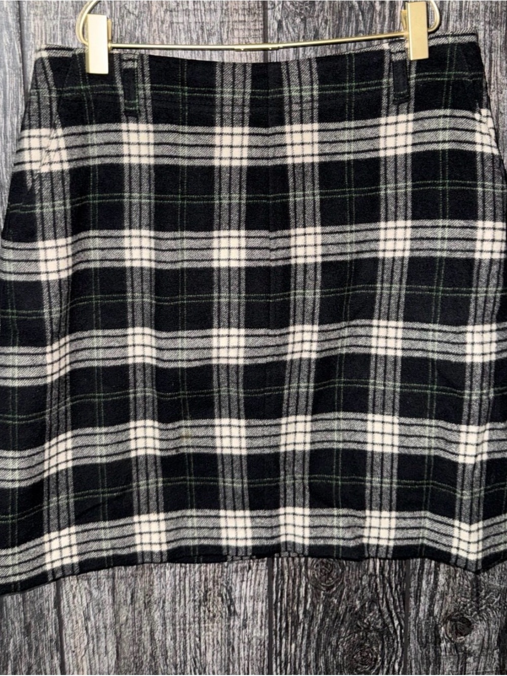 EDDIE BAUER plaid wool mini skirt